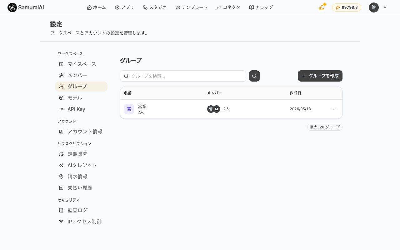 グループ一覧画面